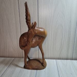Vtg Handcarved Wooden Gazell Kenya Sculpture Besmo Figurine African MCM